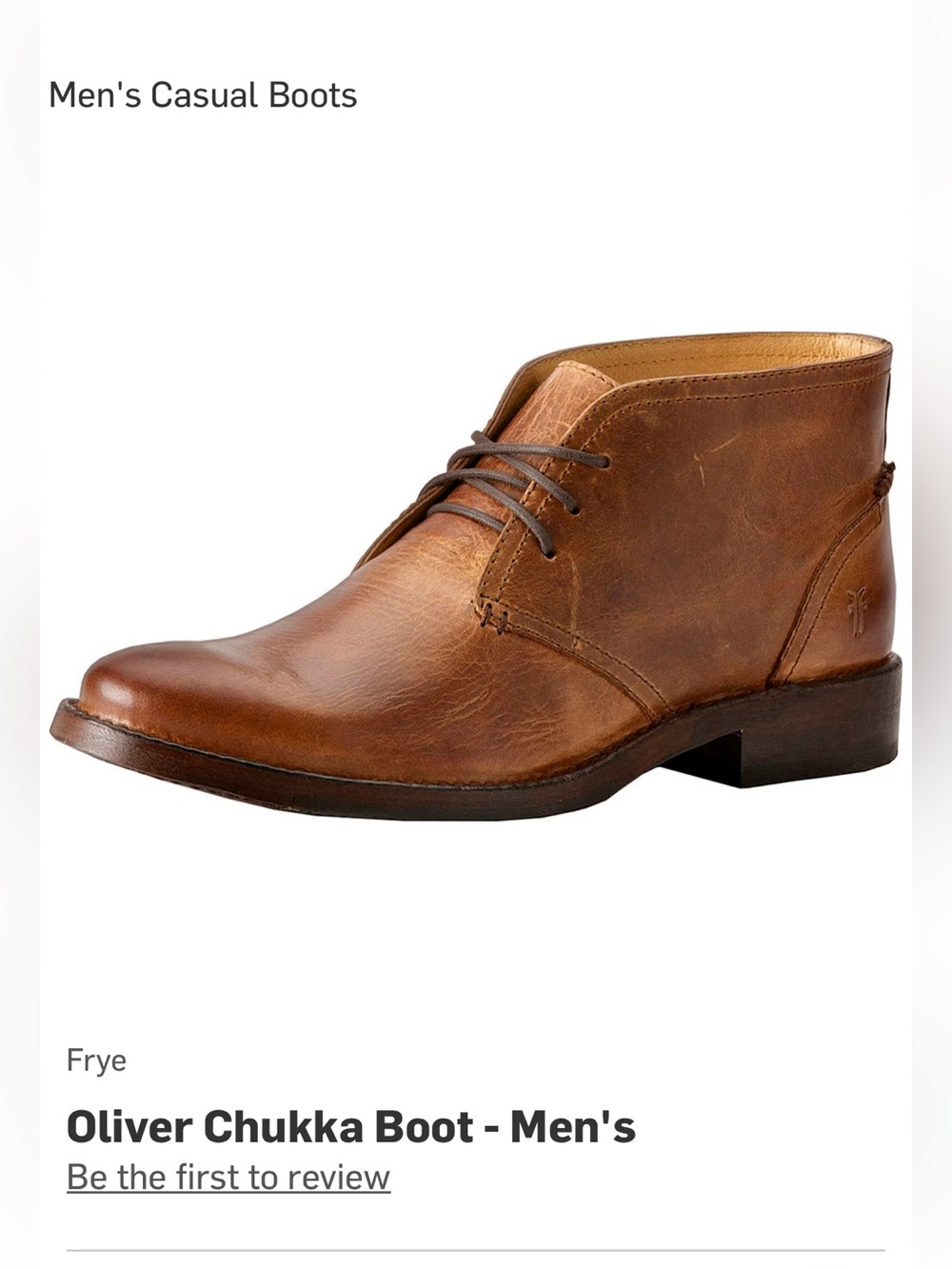 Frye Men's Oliver Chukka Boot in Cognac Brown